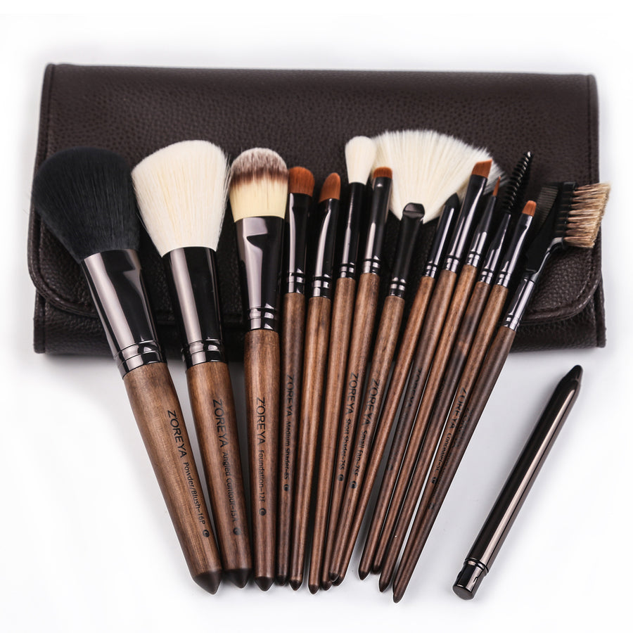 Walnut Handle Makeup Brushes - Beauty Unstoppable Makeup Brush Set