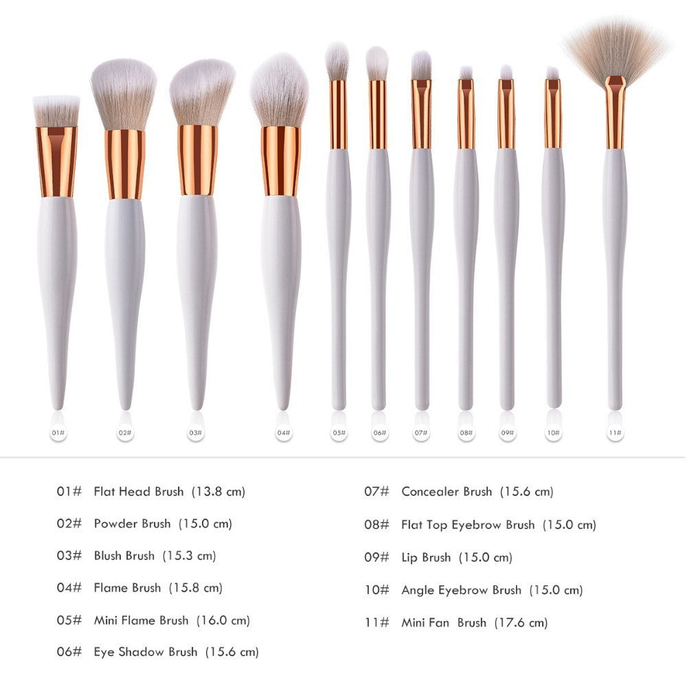Winter-Pearl 11-Piece Makeup Brush Set - Beauty Unstoppable Makeup Brush Set