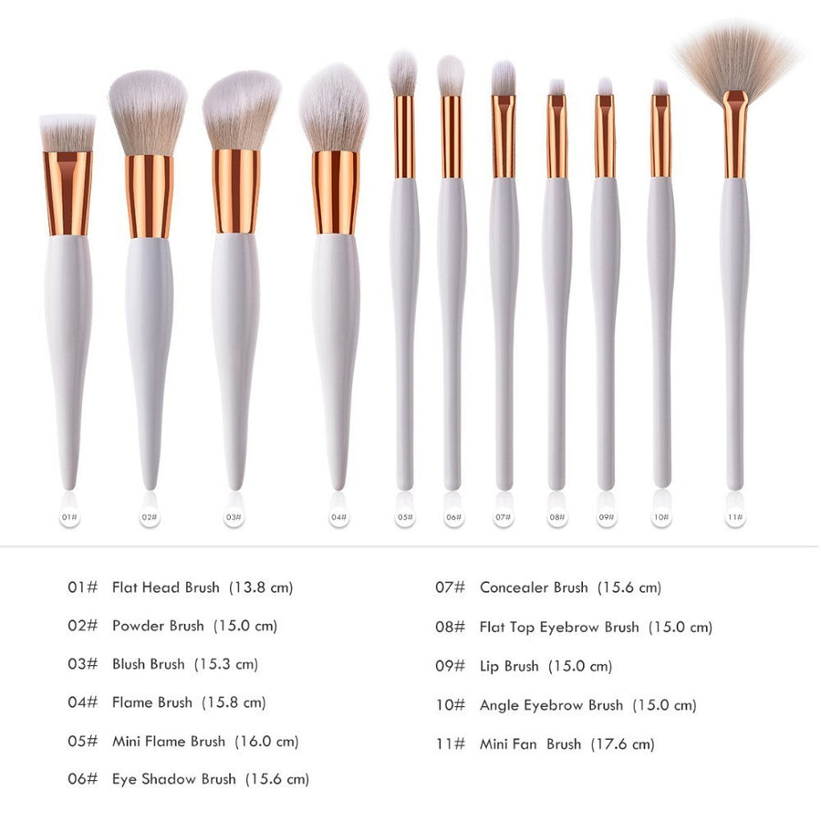 Winter-Pearl 11-Piece Makeup Brush Set - Beauty Unstoppable Makeup Brush Set