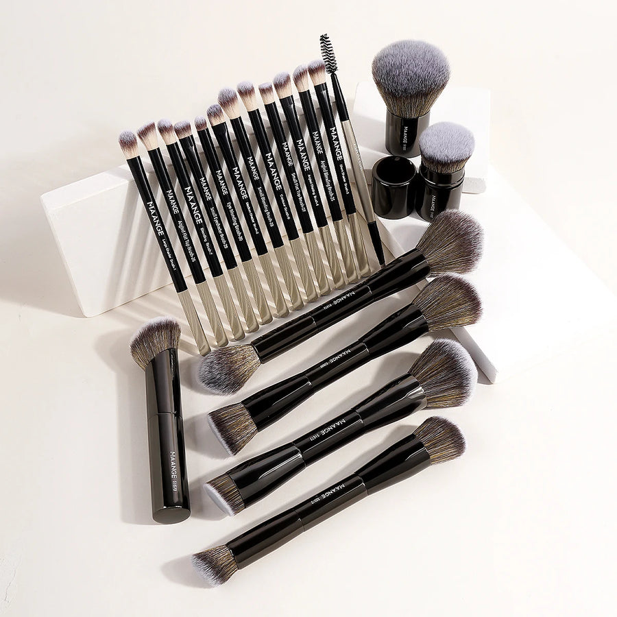 MAANGE 20-Piece Professional Makeup Brush Set with Travel Case - Beauty Unstoppable Makeup Brush Set