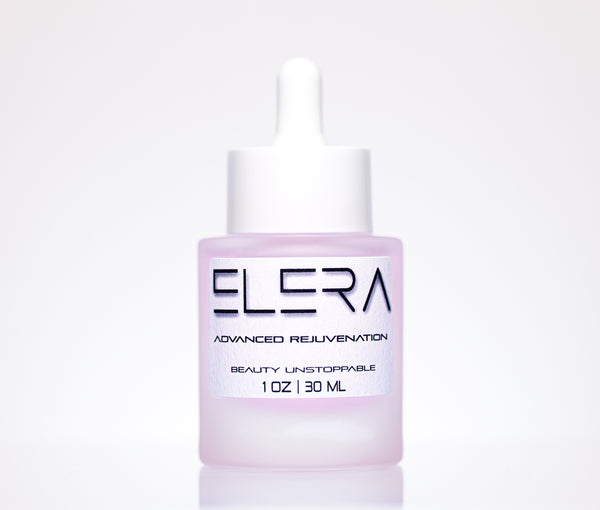 Elera skincare serum bottle on a white background