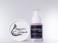 Elevea serum bottle with 'Beauty Unstoppable' logo on a white background