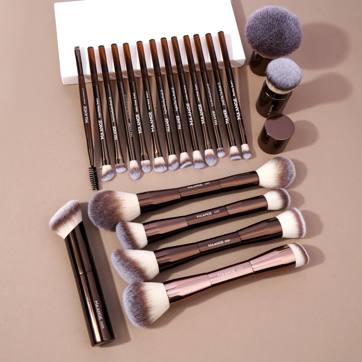 MAANGE 20-Piece Professional Makeup Brush Set with Travel Case - Beauty Unstoppable Makeup Brush Set